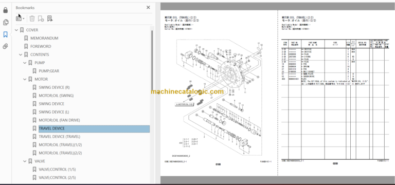 Hitachi ZX490LCH-7 ZX530LCH-7 Hydraulic Excavator Parts Catalog & Equipment Components Parts Catalog