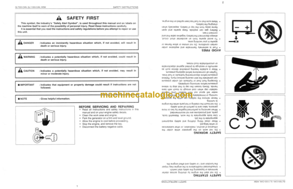 Kubota GL7000-CAN GL11000-CAN Diesel Generator Workshop Manual