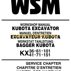 Kubota KX36 KX41 KX61 KX71 KX101 KX151 Excavator Code No.97899-60283 Workshop Manual