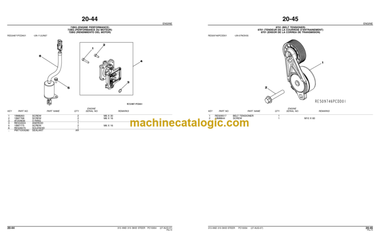 John Deere 313 AND 315 SKID STEERS Parts Catalog