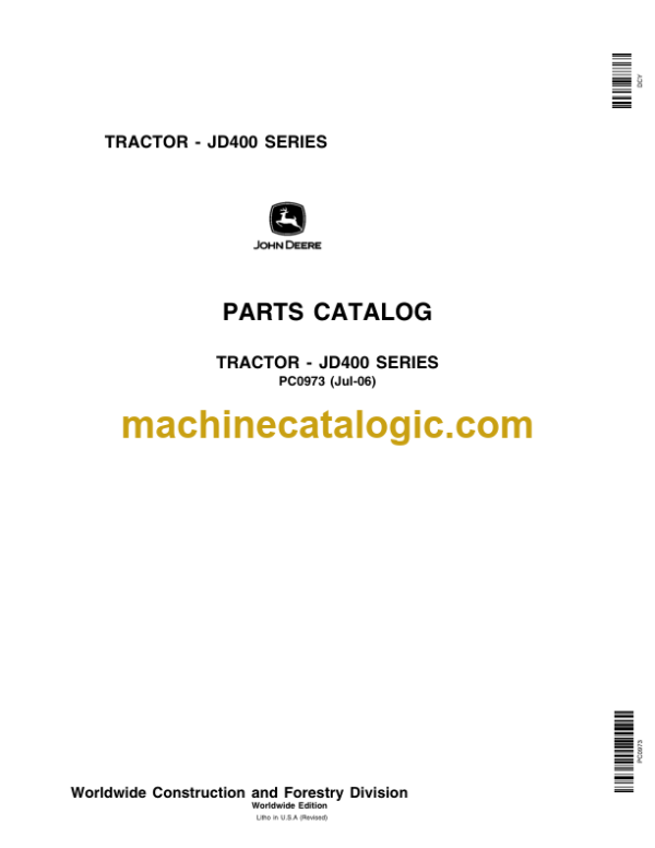 John Deere JD400 SERIES TRACTOR Parts Catalog