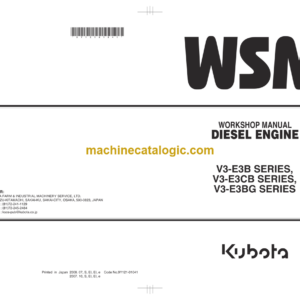 Kubota V3-E3B V3-E3CB V3-E3BG Diesel Engine Workshop Manual