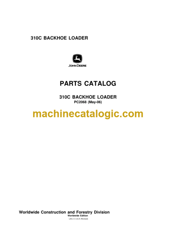 John Deere 310C BACKHOE LOADER Parts Catalog
