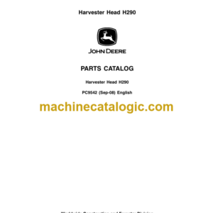 John Deere Harvester Head H290 Parts Catalog