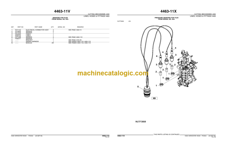 John Deere Harvester Head H290 Parts Catalog