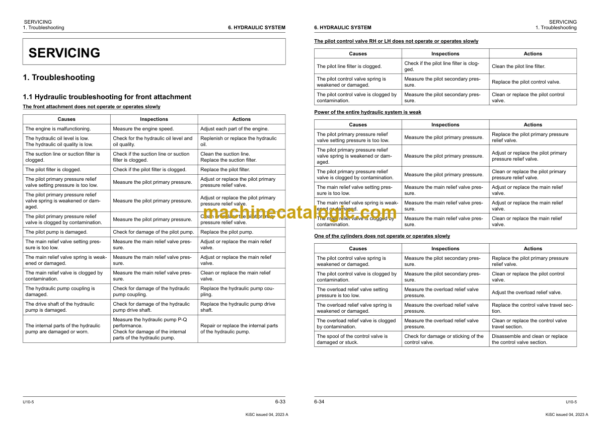 Kubota U10-5 Excavator Workshop Manual