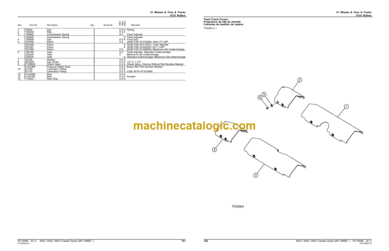 John Deere 450J 550J 650J Crawler Dozer (SN 159987- ) Parts Catalog