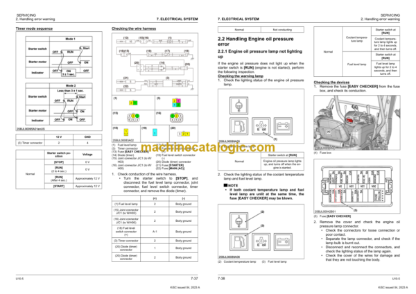 Kubota U10-5 Excavator Workshop Manual