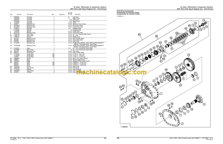 John Deere 450J 550J 650J Crawler Dozer (SN 159987- ) Parts Catalog