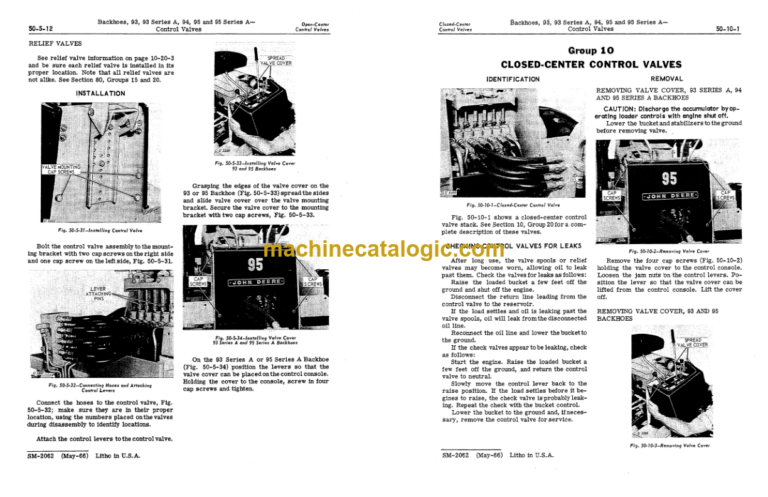 John Deere 93 and 93 Series A 94 95 and 95 Series A Backhoes Service Manual