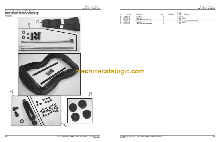 John Deere 450J 550J 650J Crawler Dozer (SN 159987- ) Parts Catalog