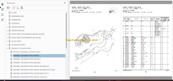 Hitachi ZX140W-3 Wheeld Excavator Parts Catalog & Equipment Components Parts Catalog