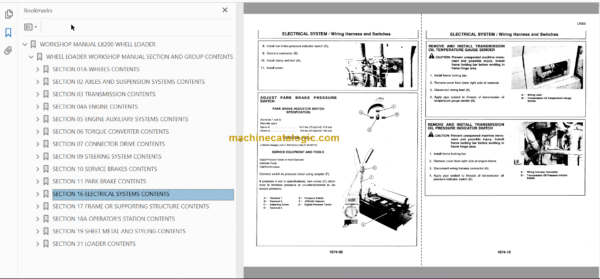 Hitachi LX200 Wheel Loader Service Manual