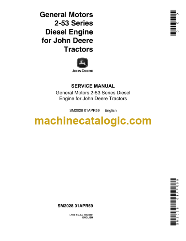 General Motors 2-53 Series Diesel Engine for John Deere Tractors Service Manual