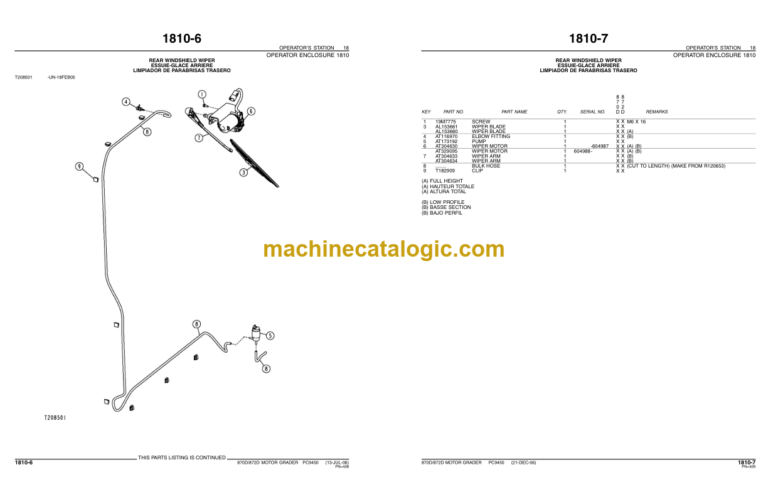John Deere 870D AND 872D MOTOR GRADERS Parts Catalog