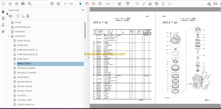 Hitachi ZX140W-3 Wheeld Excavator Parts Catalog & Equipment
