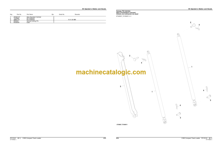 John Deere 319D Compact Track Loader Parts Catalog
