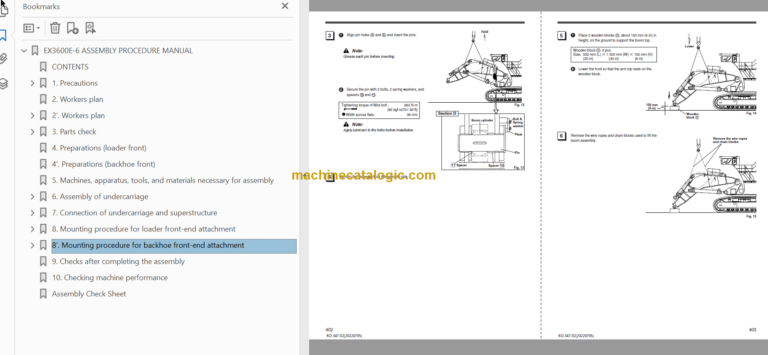 Hitachi EX3600E-6 Hydraulic Excavator Technical and Assembly Procedure and Workshop Manual
