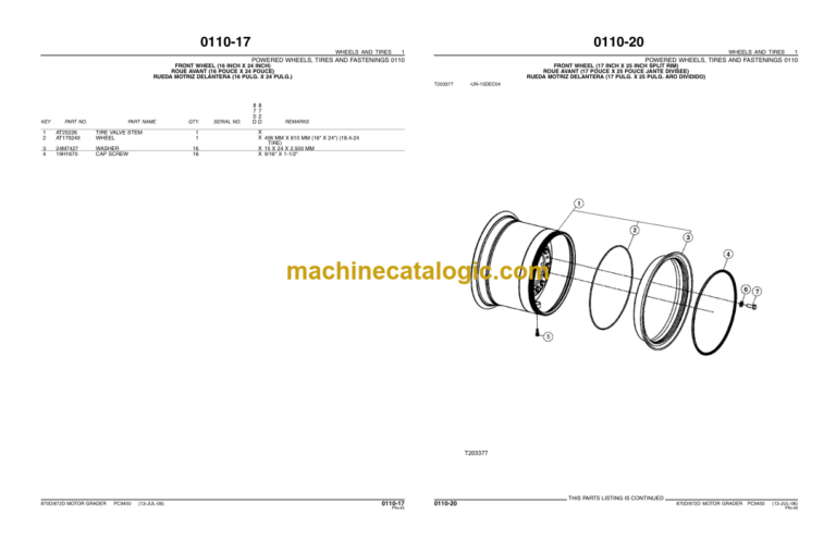 John Deere 870D AND 872D MOTOR GRADERS Parts Catalog