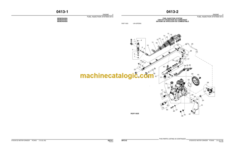 John Deere 870D AND 872D MOTOR GRADERS Parts Catalog