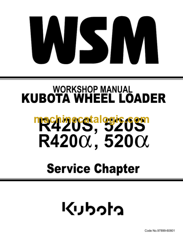 Kubota U35 Excavator Code No.97899-60640 Workshop Manual