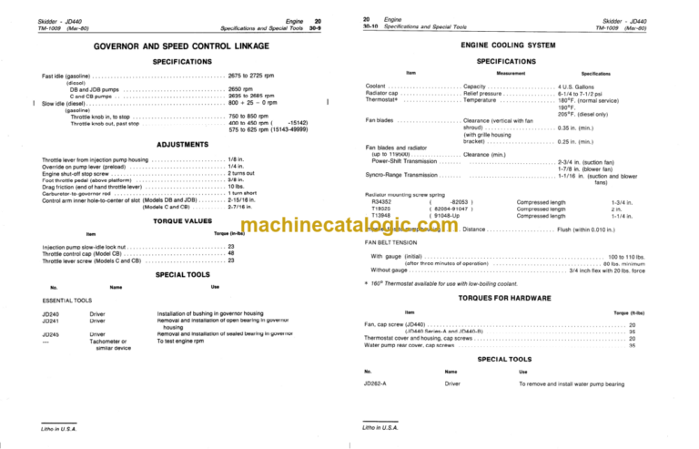 John Deere 440 440A and 440B Skidders Engine Manual