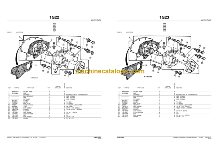 John Deere Engines for Genset 3029 4039 4.5L 6.8L Parts Catalog