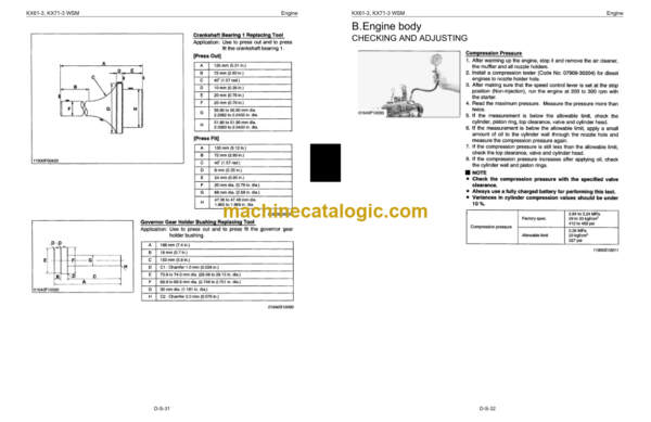 Kubota KX61-3 KX71-3 Excavator Workshop Manual