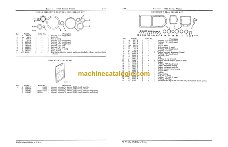 John Deere 2010 Series Wheel Tractors Parts Catalog