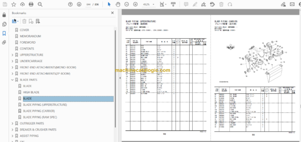 Hitachi ZX145W-3 Wheeled Excavator Parts Catalog & Equipment Components Parts Catalog