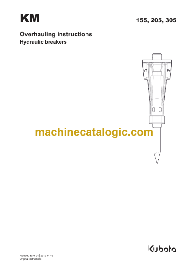 Kubota Overhauling instruction of 155 205 305 Workshop Manual