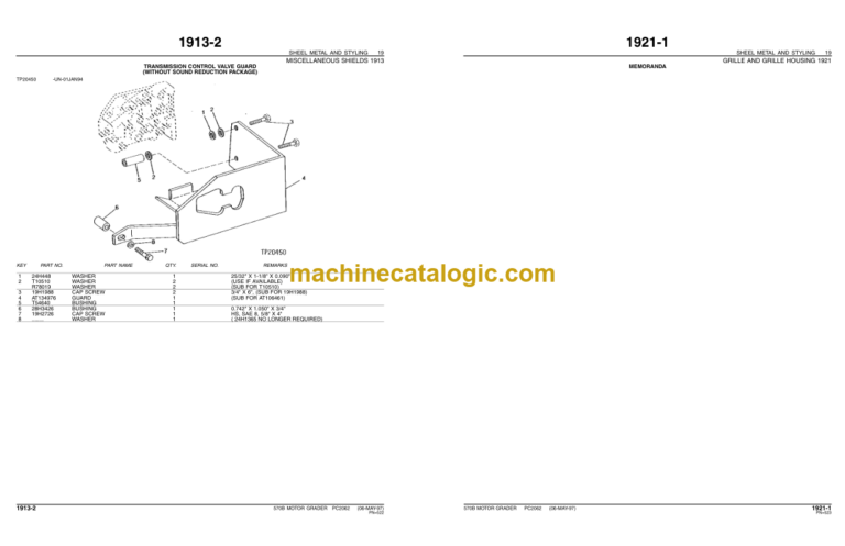 John Deere 570B MOTOR GRADER Parts Catalog