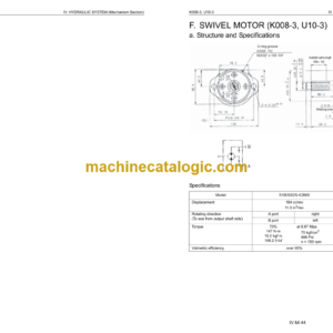 Kubota K008-3 U10-3 Excavator Workshop Manual