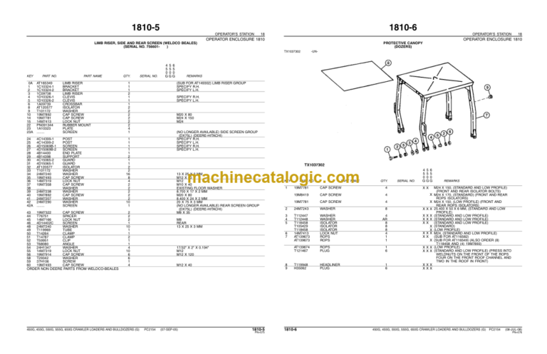 John Deere 450G 455G 550G 555G 650G CRAWLER LDR-DOZER Parts Catalog