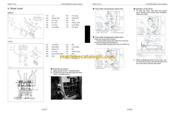 Kubota K008-3 U10-3 Excavator Workshop Manual