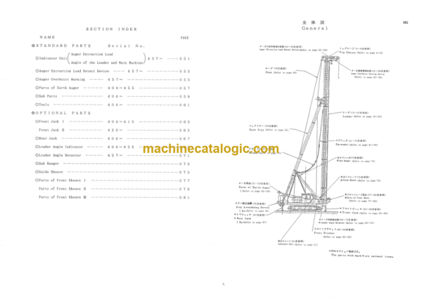 Hitachi PD100_90R EADER ROTATING TYPE PILE DRIVER Parts Catalog