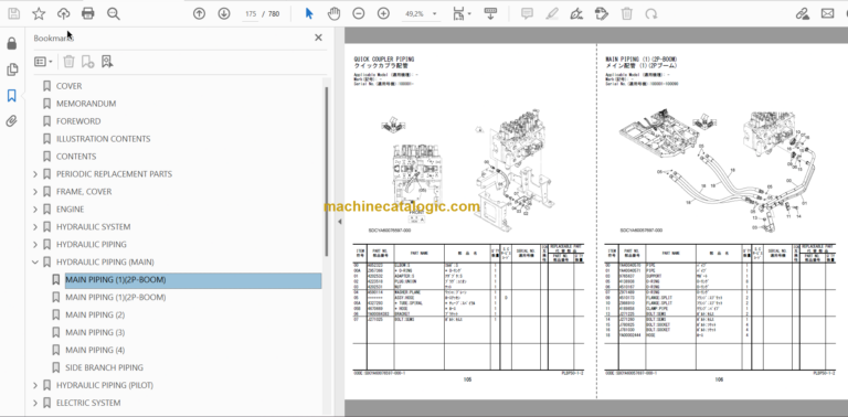 Hitachi ZX150W-7 Wheeled Excavator Parts Catalog & Equipment Components Parts Catalog