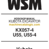 Kubota KX057-4 U55 U55-4 Excavator Workshop Manual