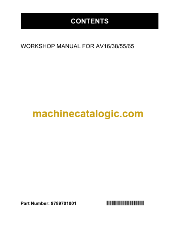 Kubota AV16-38-55-65 Workshop Manual