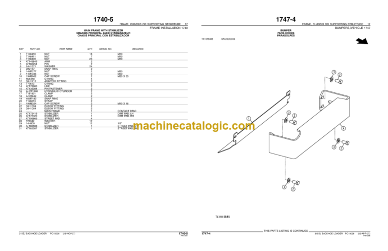 John Deere 315SJ BACKHOE LOADER Parts Catalog