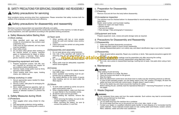 Kubota K008-3 U10-3 Excavator Workshop Manual Code No.97899-60731