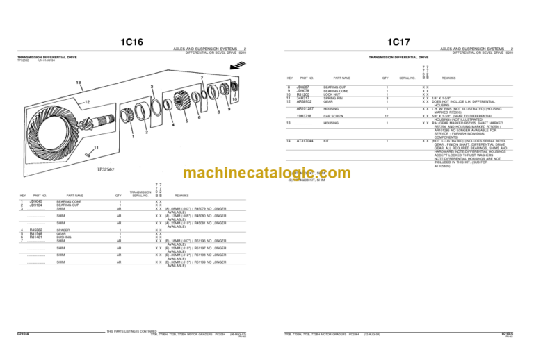 John Deere 770B 770BH 772B 772BH MOTOR GRADERS Parts Catalog