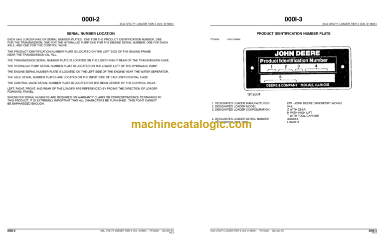 John Deere 544J UTILITY LOADER TIER 3 (S.N. 611800-) Parts Catalog
