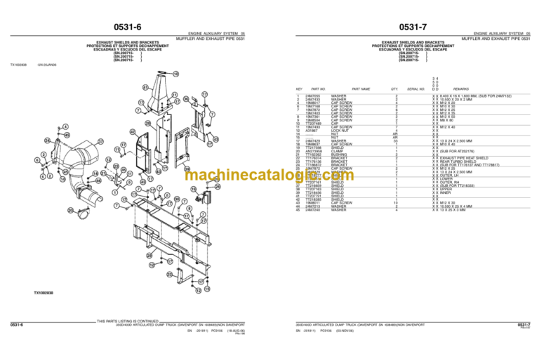 John Deere 350D 400D ARTICULATED DUMP TRUCK Parts Catalog