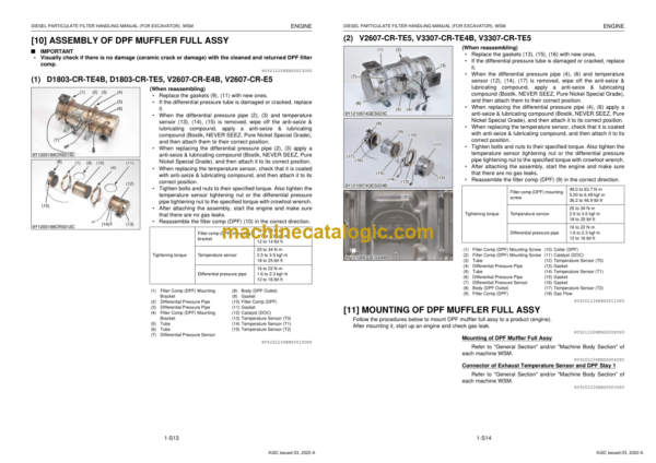 Kubota DIESEL PARTICULATE FILTER HANDLING MANUAL (FOR EXCAVATOR) Workshop Manual