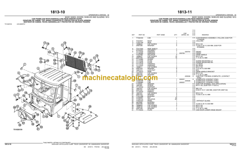 John Deere 350D 400D ARTICULATED DUMP TRUCK Parts Catalog