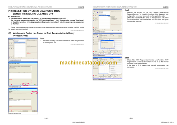 Kubota DIESEL PARTICULATE FILTER HANDLING MANUAL (FOR EXCAVATOR) Workshop Manual