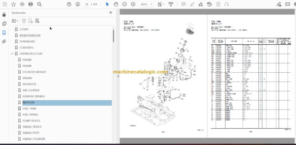 Hitachi ZX14-3 Parts Catalog & Equipment Components Parts Catalog