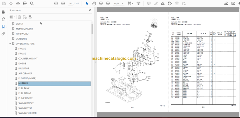 Hitachi ZX14-3 Parts Catalog & Equipment Components Parts Catalog