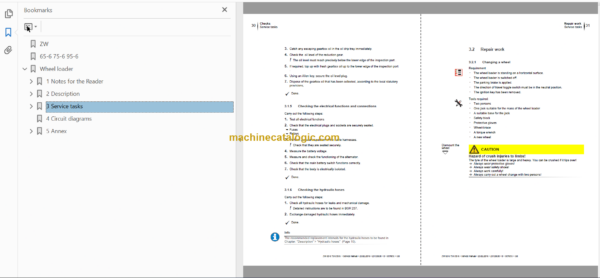 Hitachi ZW65-6 ZW75-6 ZW95-6 Wheel Loader Technical and Workshop Manual